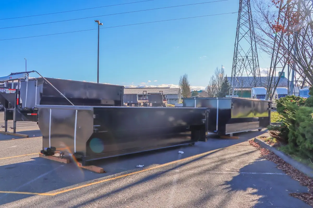 Roll-off dumpster ready for waste disposal at job site for 6 Yard Dumpster Rental in Marple